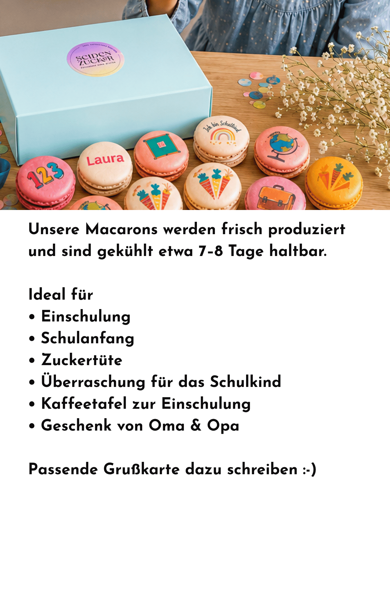 Personalisierte Einschulungs-Macarons | 12 glutenfreie Macarons mit Namen | Einschulung 2026