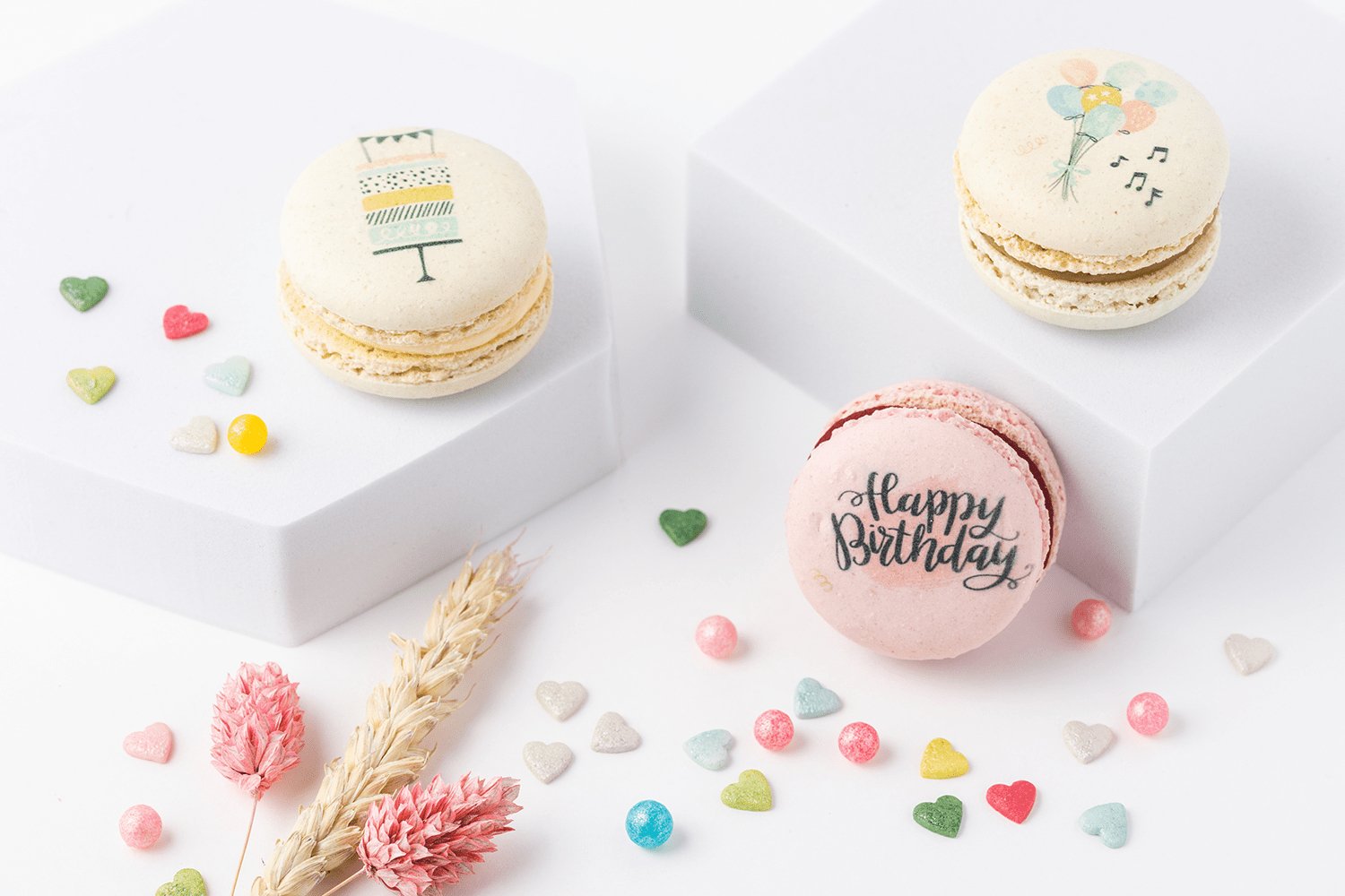24er Box | "Happy Birthday" | Midi Macarons - Seidenzucker