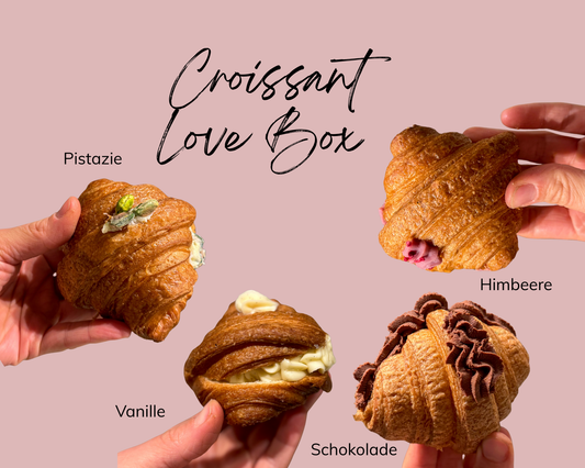 Unsere Love Box | Gefüllte Croissant kaufen | Vanille, Pistazie, Himbeere & Schokolade